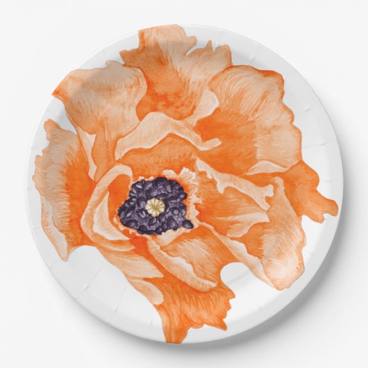 Poppies Watercolor Blume Paper Teller (Vorderseite)