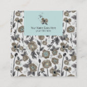 Poppies Watercolor Floral Pattern Quadratische Visitenkarte (Vorderseite)