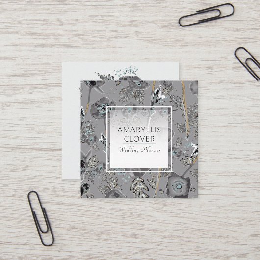 Poppies Watercolor Floral Pattern Quadratische Visitenkarte