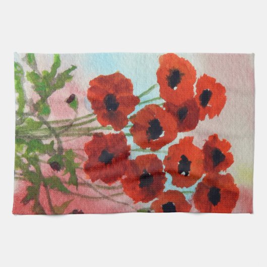 Poppies Watercolor Geschirrtuch (Horizontal)