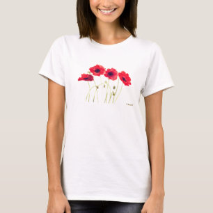 Poppies Watercolor Hübsche Rote Mohnblume T-Shirt