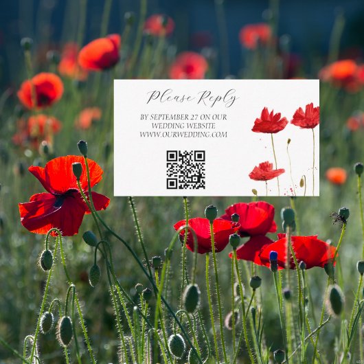 Poppies Watercolor Rote Blume Blumenhochzeit Begleitkarte