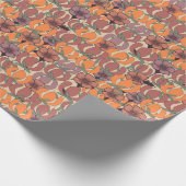 Poppies Wiesenrosa und Orange Geschenkpapier (Ecke)
