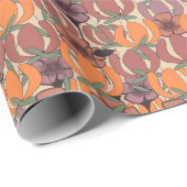 Poppies Wiesenrosa und Orange Geschenkpapier (Rolleneckpunkt)