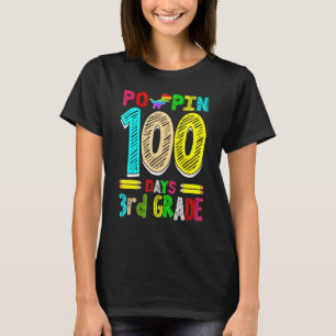 Poppin 100 Days 3. Klasse Dinosaur Grundschule T-Shirt