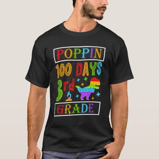 Poppin 100 Days 3rd Grade Dinosaur Elementary Kid  T-Shirt (Vorderseite)