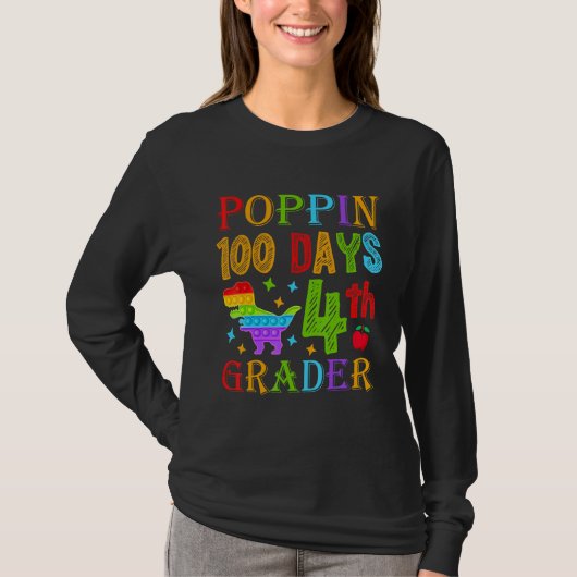 Poppin 100 Days 4th Grader Primary School Kid Elem T-Shirt (Vorderseite)