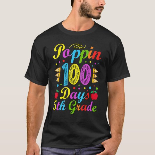 Poppin 100 Days 5th Grade Primary School Kid Eleme T-Shirt (Vorderseite)