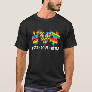 Poppin Autismus Bewusstsein Frieden Liebe Autismus T-Shirt