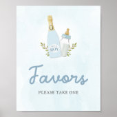 Poppin Flaschen Boy Baby Shower Favorit Schild (Vorne)