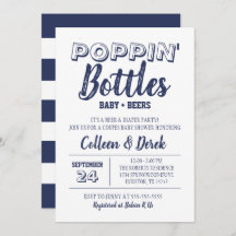 Poppin Flaschen Navy Blue Baby Dusche Einladung