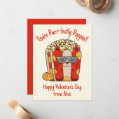 Poppin' Funny Cat Popcorn Valentine Mitteilungskarte (Vorderseite/Rückseite Beispiel)