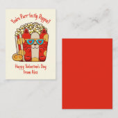 Poppin' Funny Cat Popcorn Valentine Mitteilungskarte (Vorne/Hinten)
