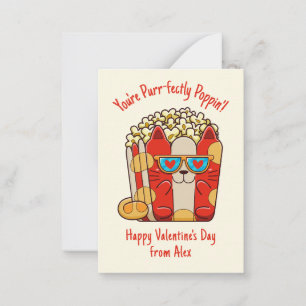 Poppin' Funny Cat Popcorn Valentine Mitteilungskarte