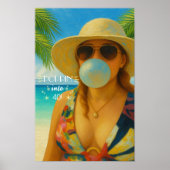 Poppin 'Into 40 Tropical Beach Babe Geburtstag Poster (Vorne)