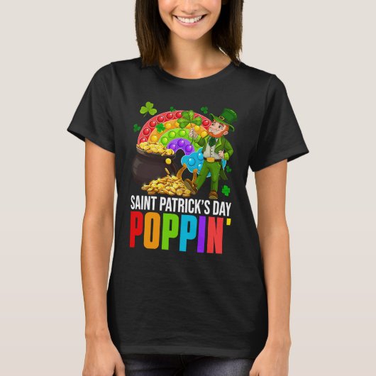 Poppin' Leprechaun & Pop It Rainbow Saint Patricks T-Shirt (Vorderseite)