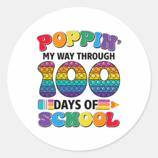 Poppin meinen Weg durch 100 Tage Schulkinder 100 t Runder Aufkleber