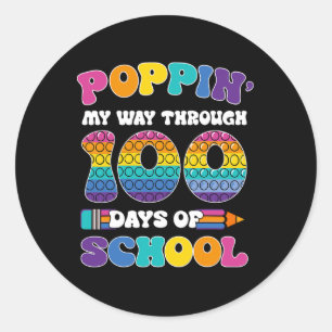 Poppin meinen Weg durch 100 Tage Schulkinder 100 t Runder Aufkleber
