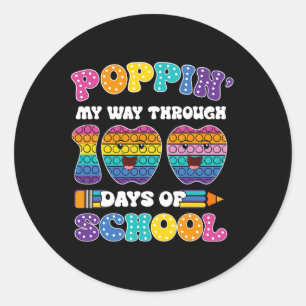 Poppin meinen Weg durch 100 Tage Schulkinder 100 t Runder Aufkleber