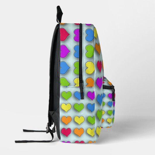 Poppin Retro Herz Fun Regenbogen Muster Bedruckter Rucksack (Links)