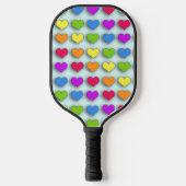 Poppin Retro Herz Fun Regenbogen Muster Pickleball Schläger (Vorderseite)