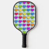 Poppin Retro Herz Fun Regenbogen Muster Pickleball Schläger (Rückseite)