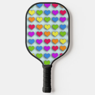 Poppin Retro Herz Fun Regenbogen Muster Pickleball Schläger