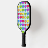 Poppin Retro Herz Fun Regenbogen Muster Pickleball Schläger (Links)