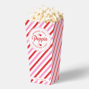 Poppin Valentine Popcorn Box Rosa und Roter Streif Geschenkschachtel