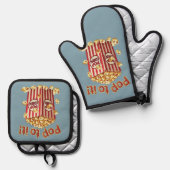 Poppin' with Style - "Pop dazu!" Ofenhandschuh & Topflappen-Set (Vorderseite/Rückseite)