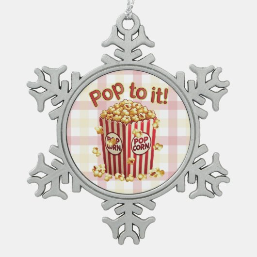 Poppin' with Style - "Pop dazu!" Schneeflocken Zinn-Ornament (Vorderseite)