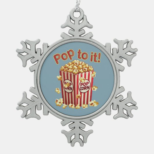 Poppin' with Style - "Pop dazu!" Schneeflocken Zinn-Ornament (Vorderseite)
