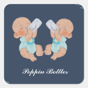 Poppin'Bottles Twins Quadratischer Aufkleber