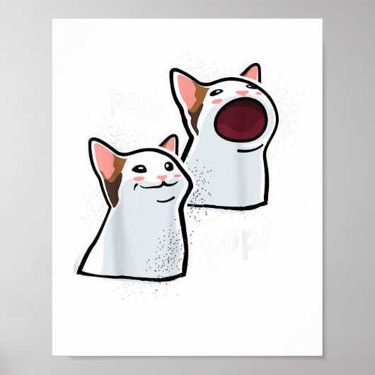Popping Cat Meme Pop Cat lustige PopCat Poster (Vorne)