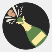 Popping Champagne Emoji Runder Aufkleber (Vorderseite)