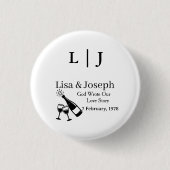 Popping Champagne &Toasting Glasses Party Wedding Button (Vorderseite)