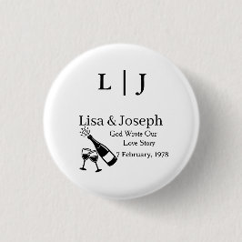 Popping Champagne &Toasting Glasses Party Wedding  Button