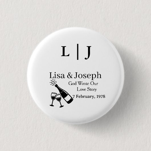 Popping Champagne &Toasting Glasses Party Wedding Button (Vorderseite)