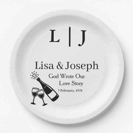 Popping Champagne &Toasting Glasses Party Wedding Pappteller (Vorderseite)