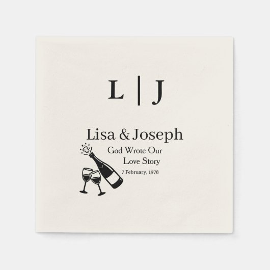 Popping Champagne &Toasting Glasses Party Wedding Serviette (Vorderseite)