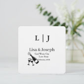 Popping Champagne &Toasting  Party Wedding  Einladung (Stehend Vorderseite)