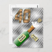 Popping Champagner Flasche 40. Geburtstag Postkart Postkarte (Vorne/Hinten)