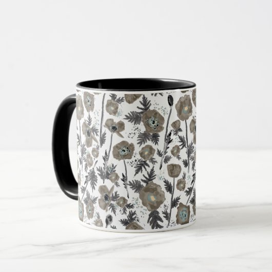 Poppiy Watercolor Floral Tasse (Vorderseite Links)