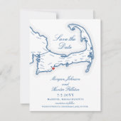 Popponesset Inn New Seabury Cape Cod Map Elegante Save The Date (Vorderseite)