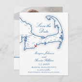 Popponesset Inn New Seabury Cape Cod Map Elegante Save The Date (Vorne/Hinten)