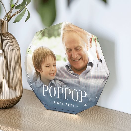 Poppop Opa Jahr etabliert Fotoblock