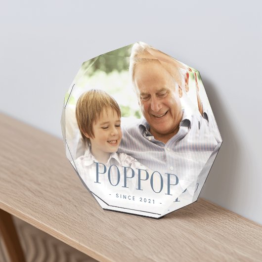 Poppop Opa Jahr etabliert Fotoblock