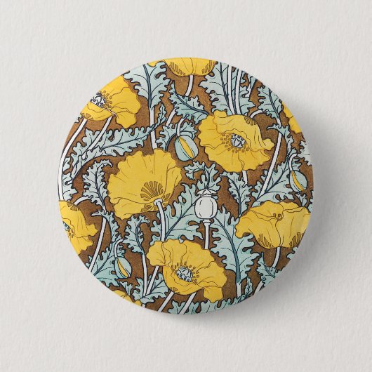 Poppy Art Illustration Blume Muster Button (Vorderseite)