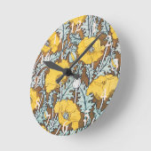 Poppy Art Illustration Blume Muster Runde Wanduhr (Winkel)