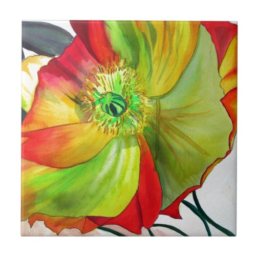 Poppy Art Makro-Mohn Fliese (Vorderseite)